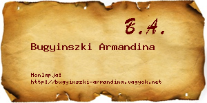 Bugyinszki Armandina névjegykártya